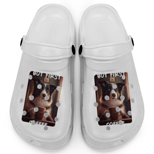 Border Collie - But First Coffee (en) 3 Clogs