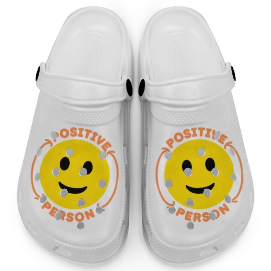 slightly smiling positive person face Clogs