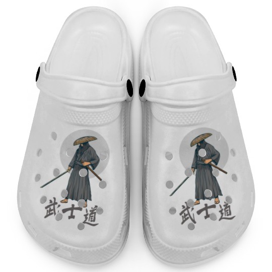 Japanese samurai warrior grey mask Clogs