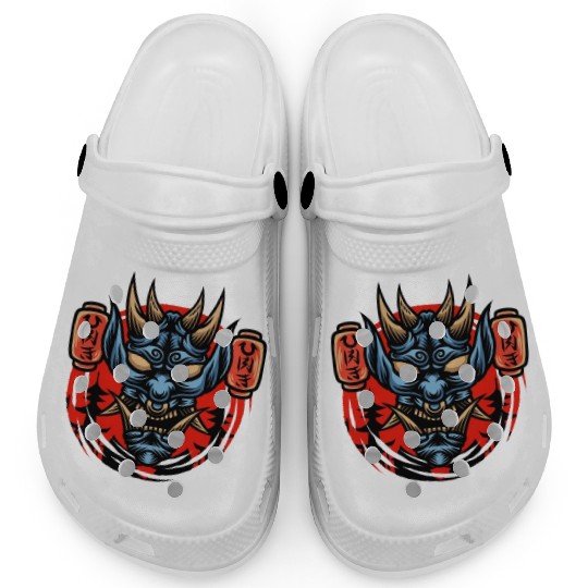 Bushido kabuki samurai japan graphic devil mask Clogs