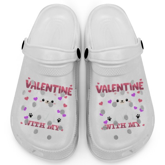 My First Valentine With My Polar Bear Animal Heart Clogs