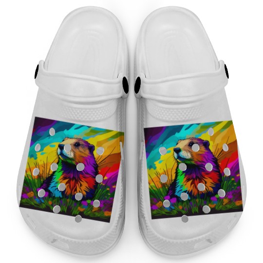 multicolor groundhog.groundhog day ,groundhog gift Clogs