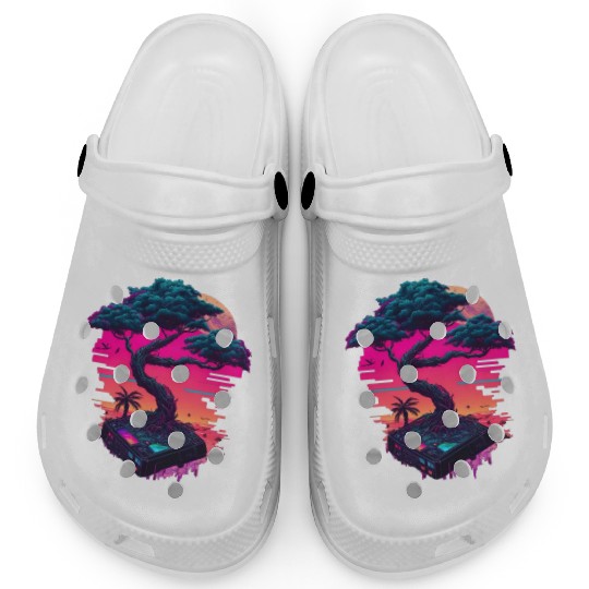 Synthwave Bonsai Tree Clogs