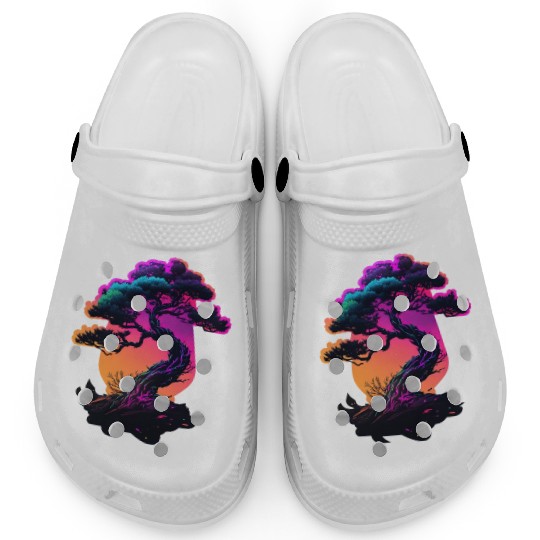 Synthwave Bonsai Tree Clogs