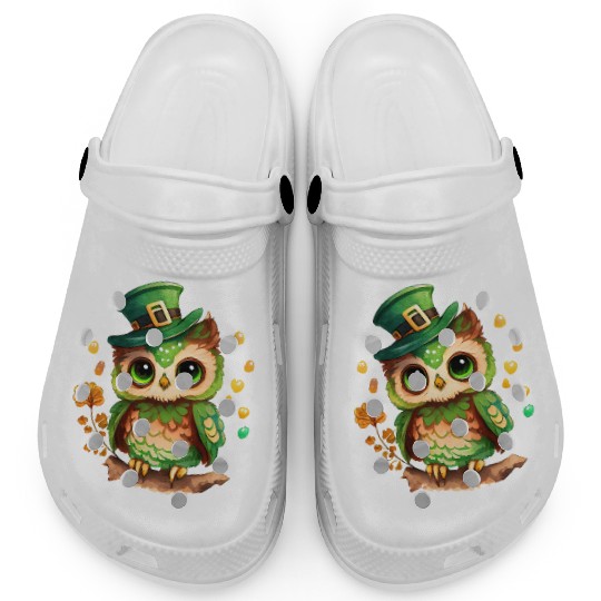 St Patrick's Day Irish Funny Owl Saint Patrick Clogs