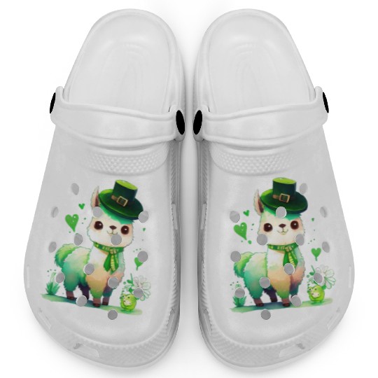 St Patrick's Day Irish Funny Llama Saint Patrick Clogs