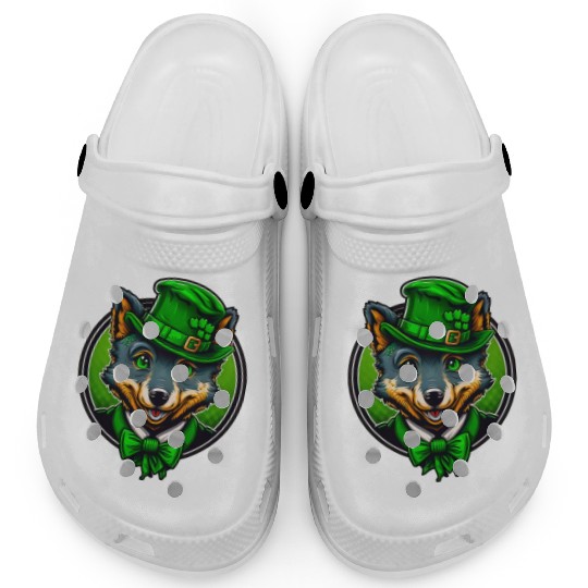 Cute Wolf St. Patrick's Day Hat With Green Eyes Clogs