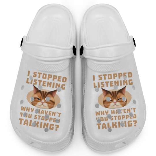 Funny Grumpy Kitty Not Listening Cat Head Snout Clogs