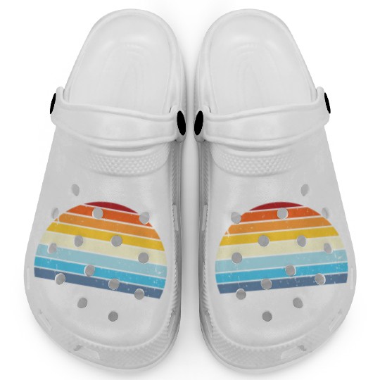 Vintage Distressed Retro Sunset | Red Yellow Blue Clogs
