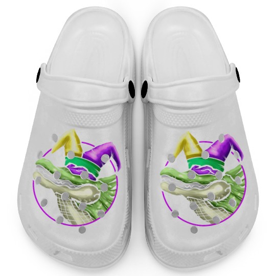 Crocodile with Jester Hat for Mardi Gras Clogs