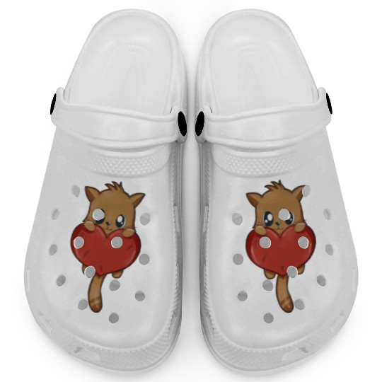 cat with Heart Clogs