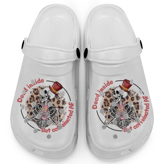 Dead Inside Caffeinated Skeleton Valentine Day Clogs