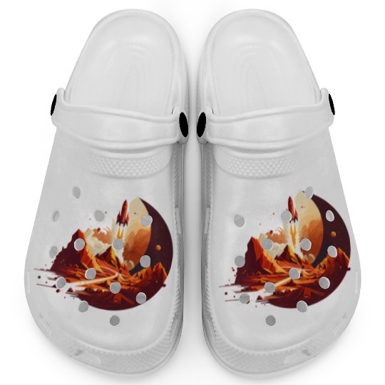 Vintage Space Science Mars Fiction Geek Solar Clogs