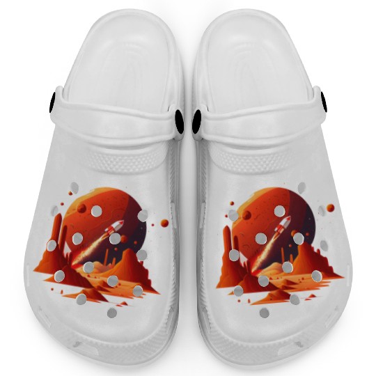 Vintage Space Science Mars Fiction Geek Solar Clogs