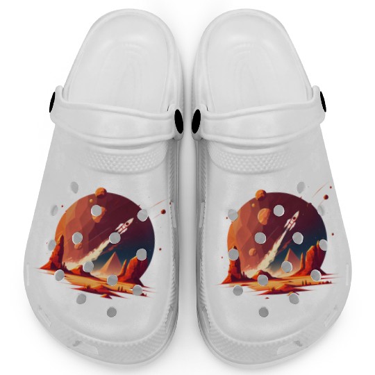 Vintage Space Science Mars Fiction Geek Solar Clogs