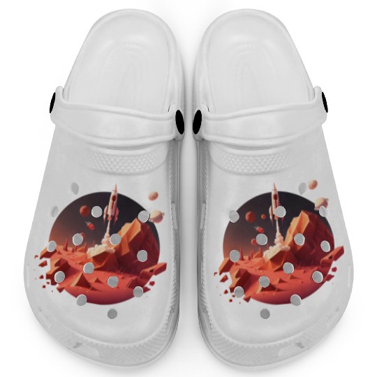 Vintage Space Science Mars Fiction Geek Solar Clogs