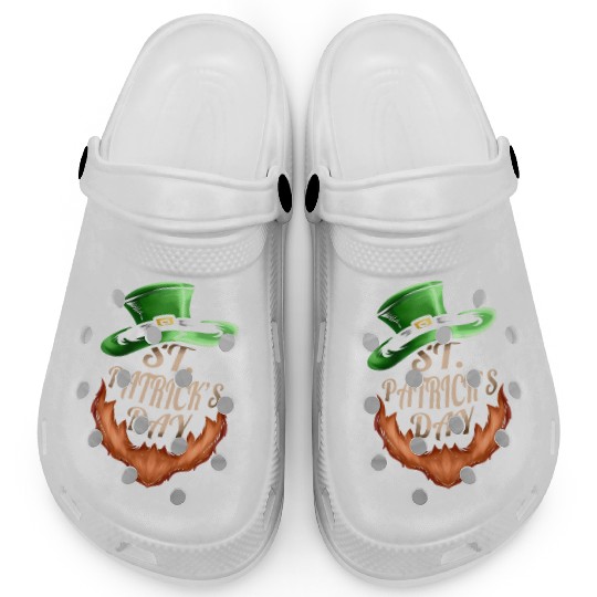 Green Hat And Red Beard Logo For St Patricks Day Clogs