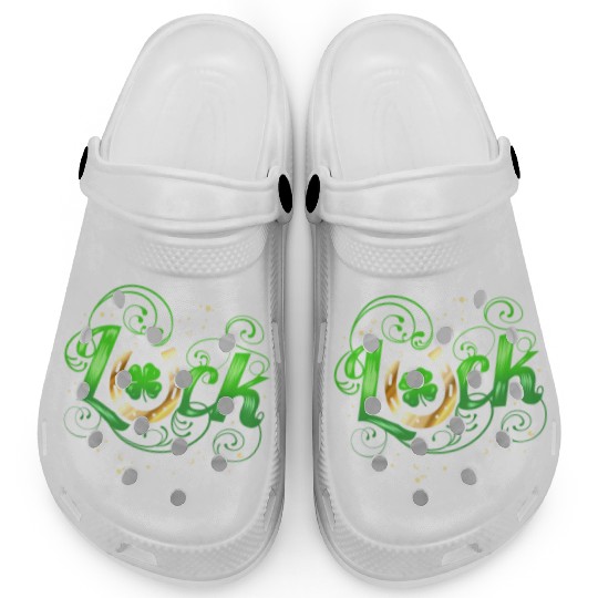 Green Golden Luck Logo With Horseshoe For St Clogs