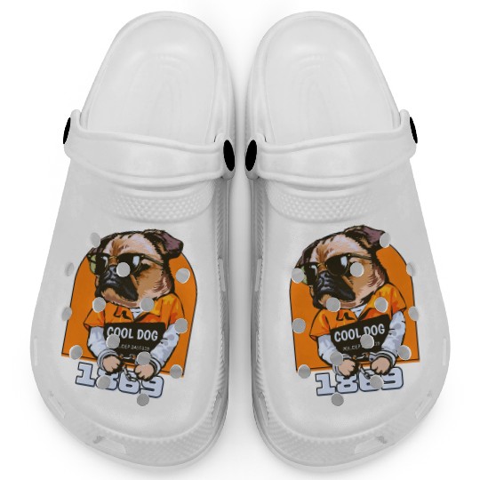 Black Orange Cool Dog Clogs