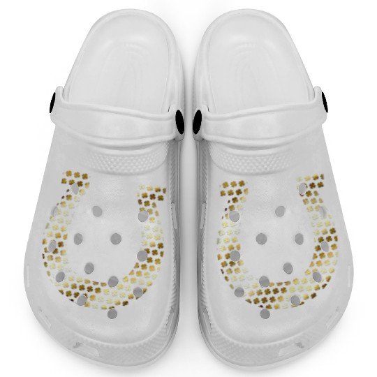 Golden Shamrocks Forming A Horseshoe On St Clogs