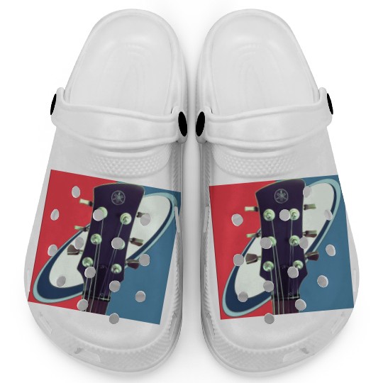 Red White Blue Rock and Roll Themed Guitar Clogs