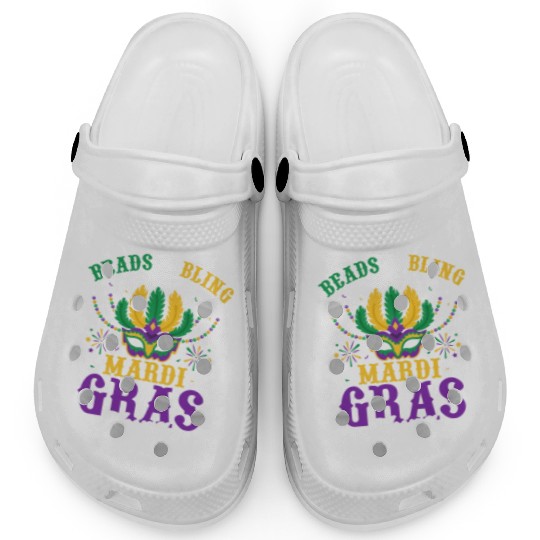 Beads & Bling It's A Mardi Gras Thing Parade Mask Clogs
