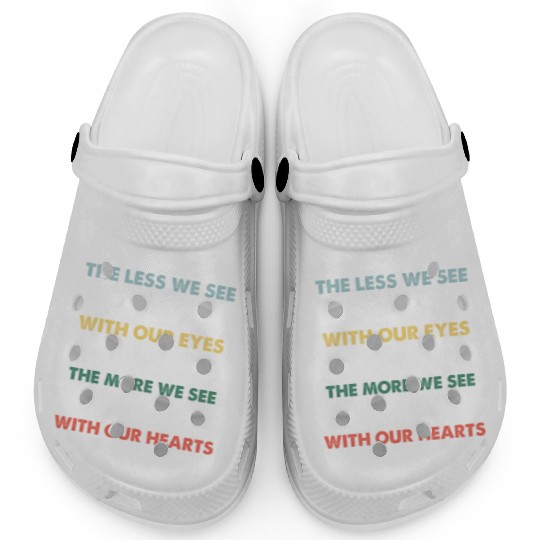 Less See Eyes More Heart Love Braille Alphabet Clogs
