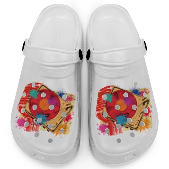 Vintage Vinyl Microphone Turntable DJ 80s 90s Musi Clogs