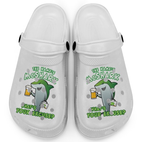 St Patricks Day Shark Funny Beer Drinking Clogs