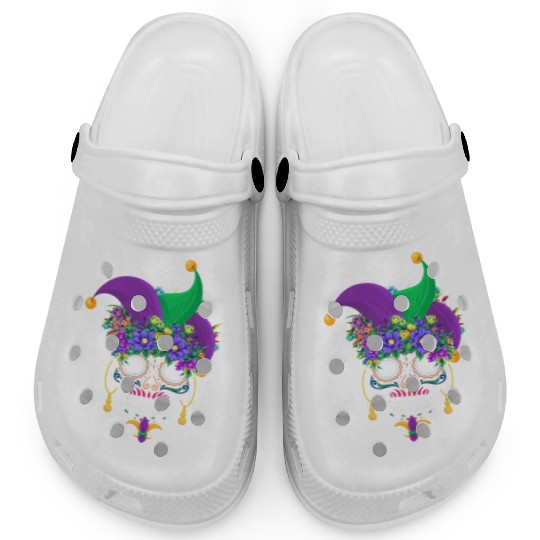 Mardi Gras Mask Dia De Los Muertos Flower Sugar Clogs