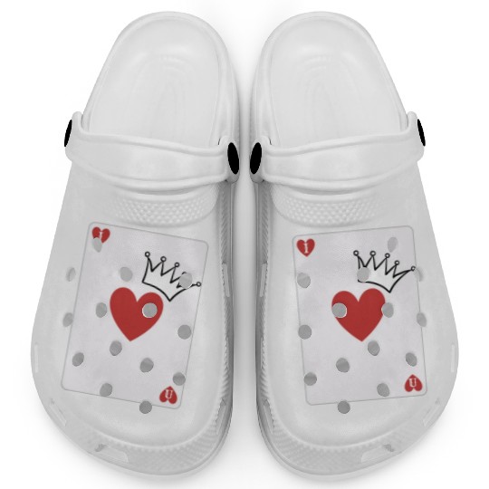 love you on playing card Clogs