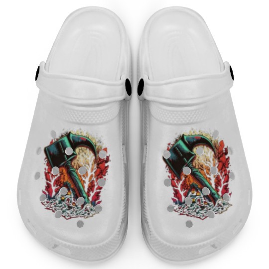 Firefighter Fire Rescue Axes in Flame Fire Clogs