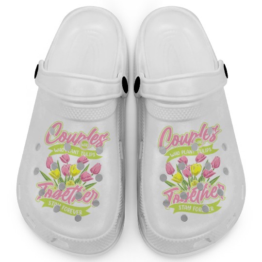 Tulip Gardening Couple Clogs