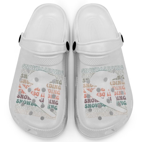 Snowboarding Retro text Clogs