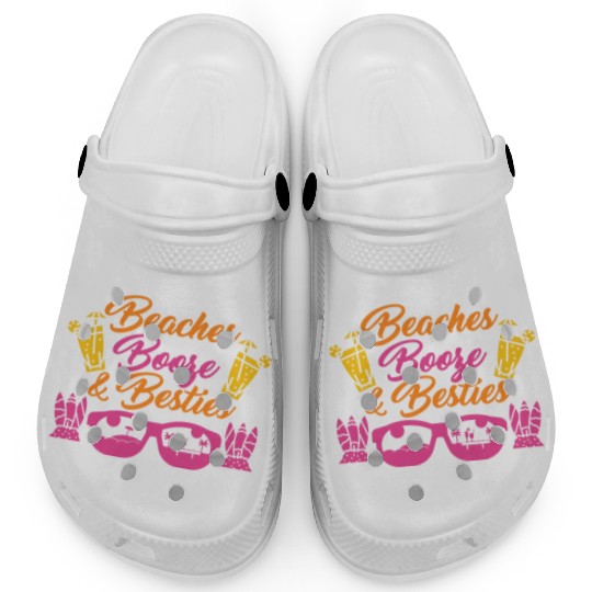 Beaches Booze Besties Summer Vacation Spring Break Clogs
