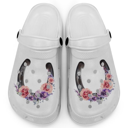 Lucky Floral Horseshoe Clogs