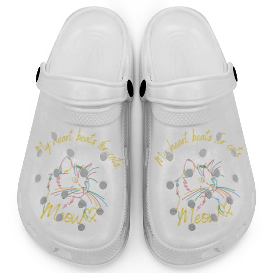 My heart beats for cats Funny Meow Clogs
