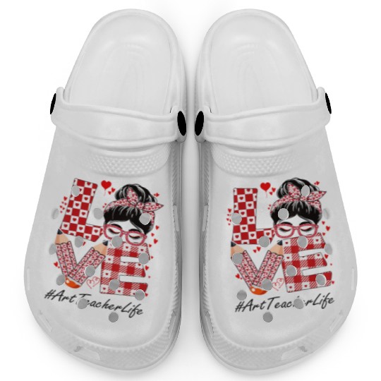 Art Teacher Love Messy Bun Clogs