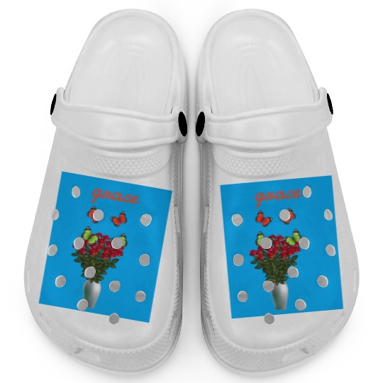 beautiful butterflies and flowers Clogs