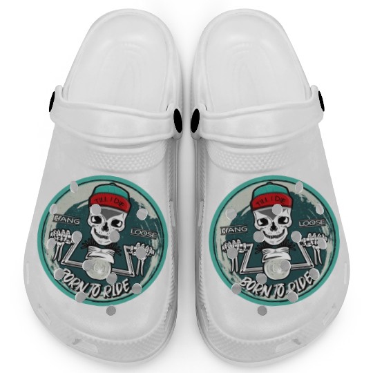 Motorbike Lover Motorcycle Skeleton Born To Ride Clogs