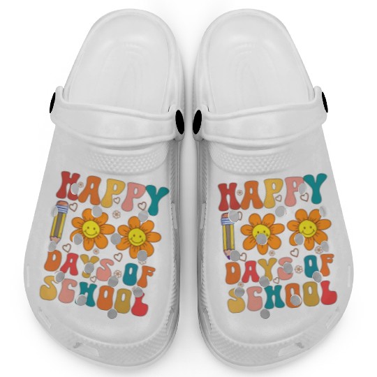 Groovy 100 days of school student teacher Clogs