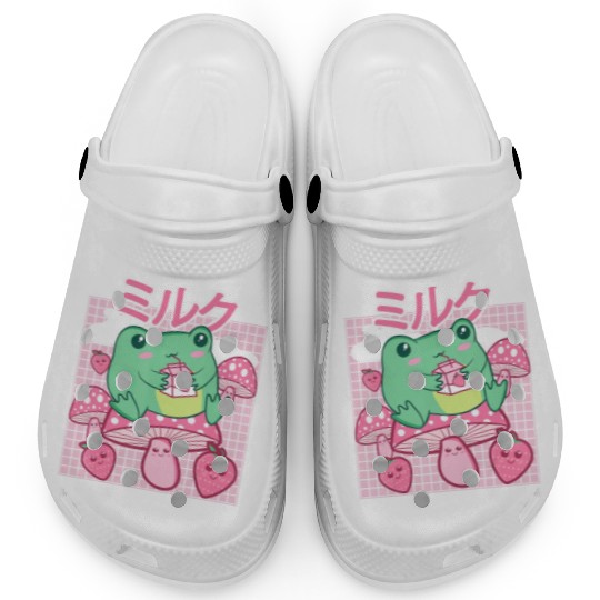 Cottagecore Aesthetic Kawaii Frog Drinking Japanes Clogs
