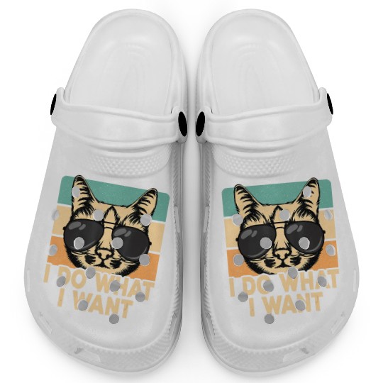 Retro I Do What I Want Funny Cat Lover Clogs