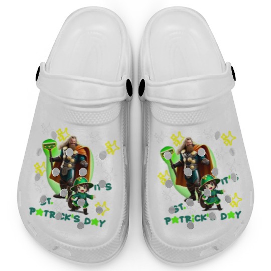 Kids St. Patrick's Day Shamrock "Thor, anime" Clogs