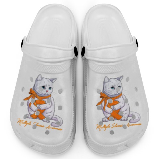 Multiple Sclerosis MS Awareness Cute Cat Wear Oran Clogs