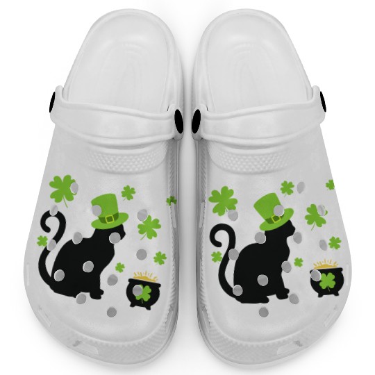 Cat Shamrock St Patrick Day Lucky 01 Clogs