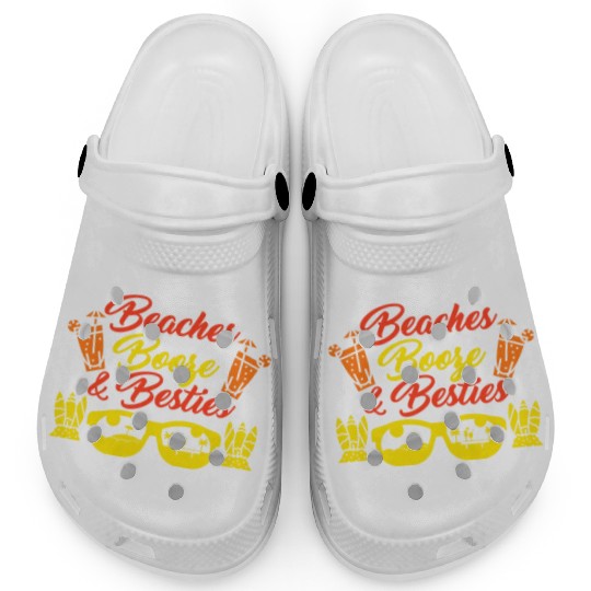 Beaches Booze Besties Summer Vacation Spring Break Clogs