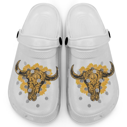 Bull Skull Sunflower Clogs