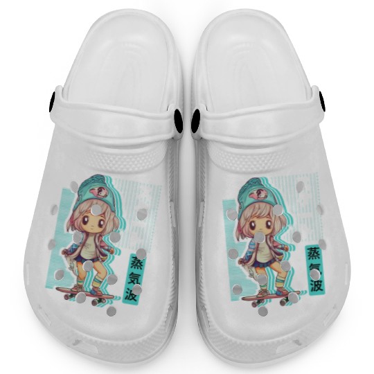 Skater Chibi Anime Skateboard Japanese Vaporwave A Clogs