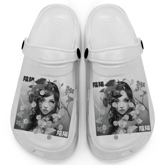 Yin Yang Koi Fish Gothic Emo Japanese Cherry Bloss Clogs